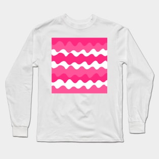 Pink and white horizontal waves pattern Long Sleeve T-Shirt
